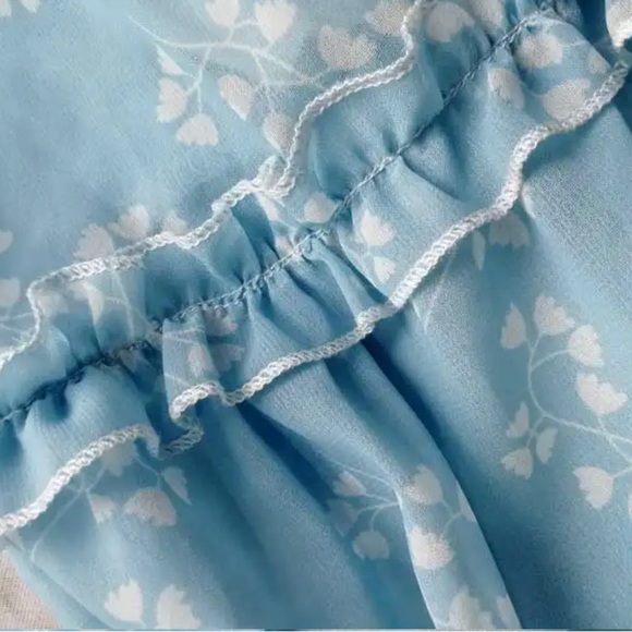 Boho floral print cami v neck ruffle tiered dress - Picture 16 of 16